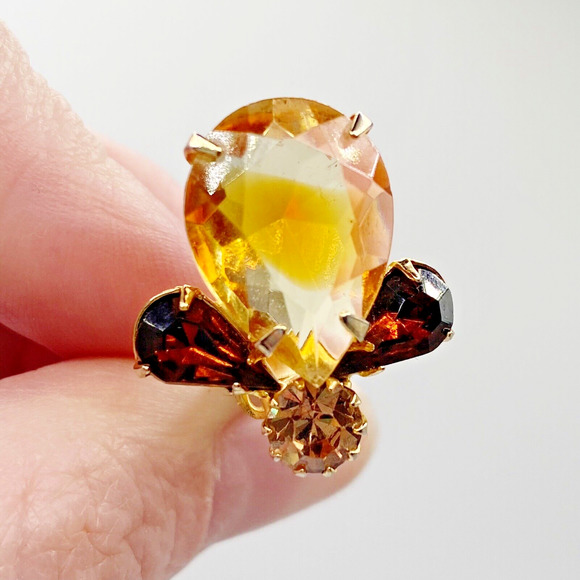 Vintage Givre Bi Color Glass Rhinestone Necklace Earrings Set High Quality Demi - Picture 12 of 16